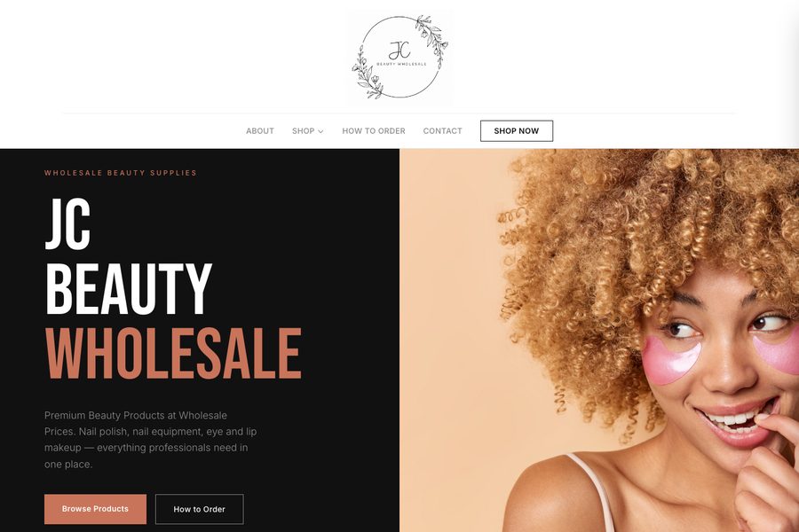 Home page of JC Beauty Wholesale, a wholesale beauty supplies store